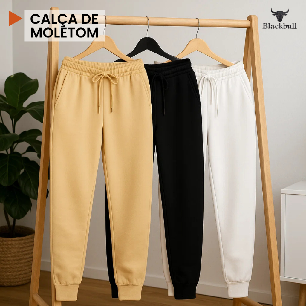 JOGO 3 calça Moletom UNISSEX adulto Slin inverno PELUCIADA calça jogger FLANELADA