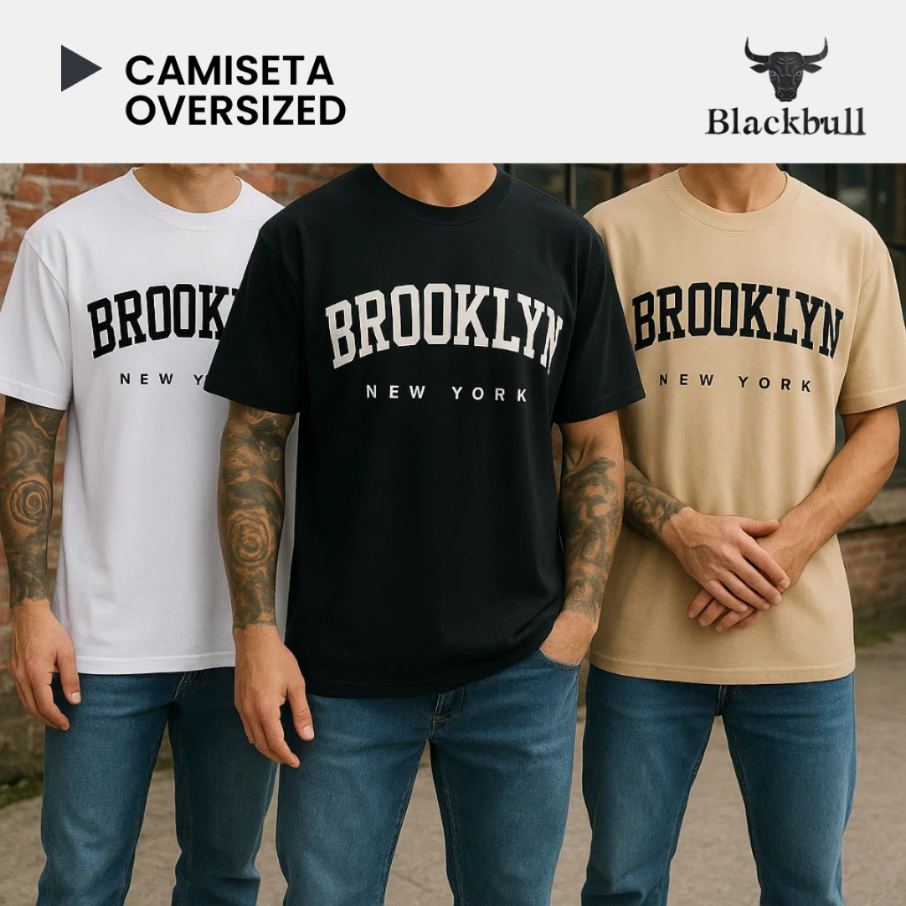 Camisa feminina New York Oversized Streetwear Brooklyn Lançamento Camiseta 100% Algodão