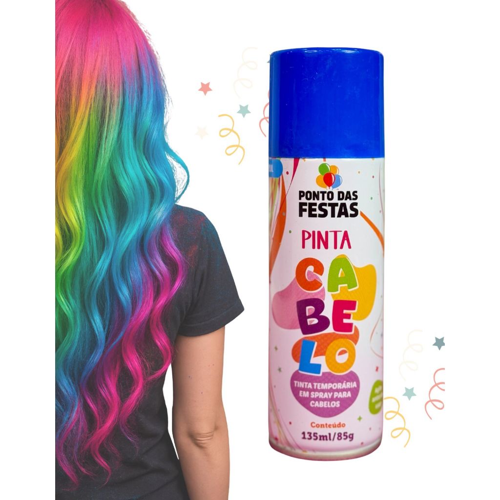 Spray Pinta Cabelo Tinta Colorida Temporária Removível Cabelo Maluco 135ml Cor Azul