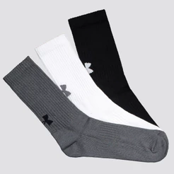 Kit Meia Under Armour Cano Longo Core Cotton Crew 3 Pares Original