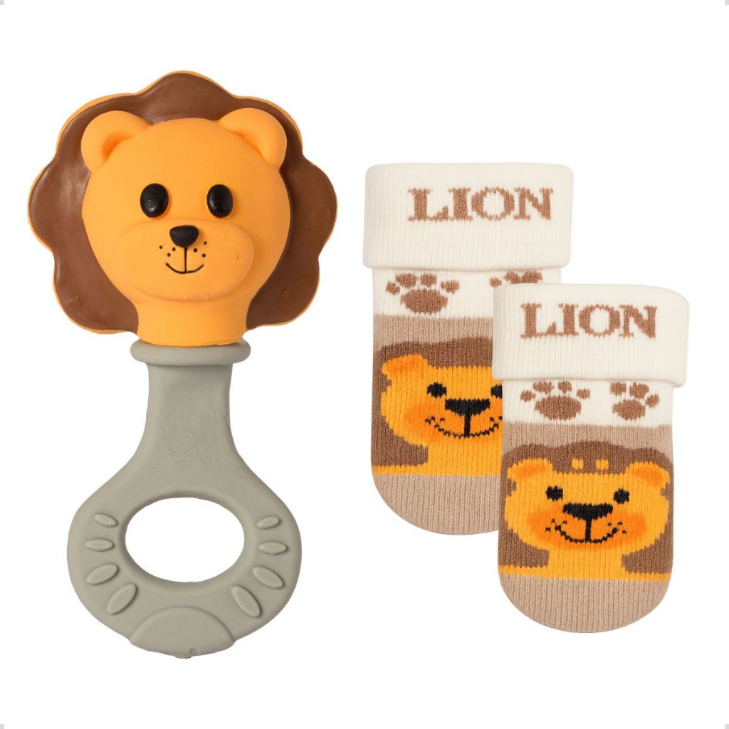 Kit Chocalho Mordedor + Meias Algodão Confortável Recém-Nascido Bebê Infantil Brinquedo Sensorial em Oferta na Shopee
