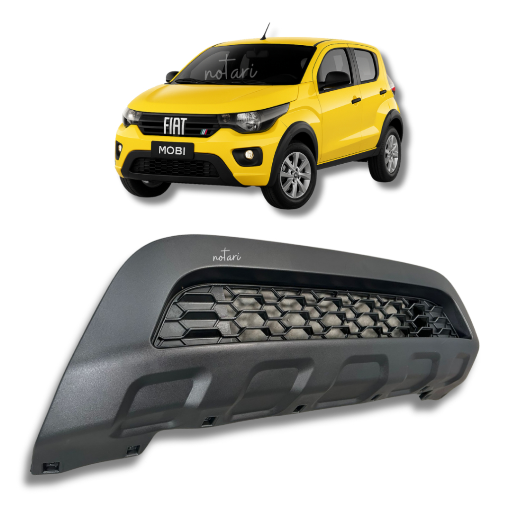 kit Moldura Inferior  e grade Parachoque Dianteiro Fiat Mobi 2020 2021 2022