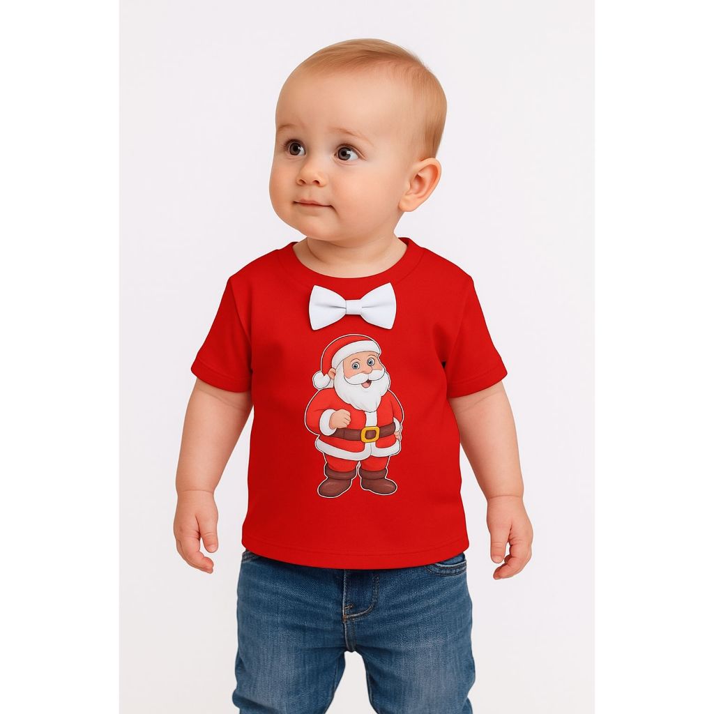 Camiseta De Natal Infantil Bebê Menino Papai Noel Festa Natalina Ensaio Fotos Temático
