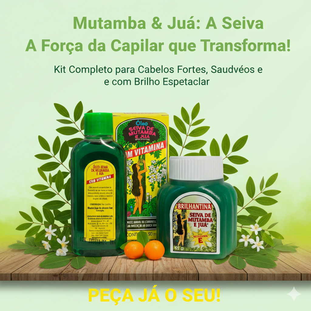 kit - Óleo vitaminado + Brilhantina Seiva De Mutamba E Juá! em Oferta na Shopee