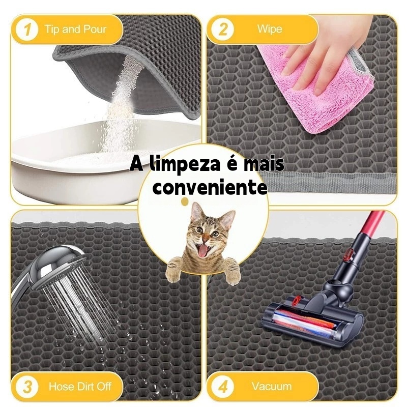 Detalhes do Tapete Higiênico EVA Coletor de Areia Para Gato Lavável Dupla Camada Tamanho Grande