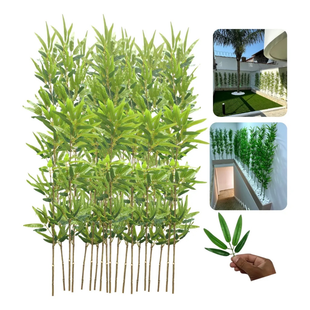 Kit 50 Hastes Bambu Mosso Bambuzinho Artificial, Haste Natural Realista, Folhagem Artificial Siliconada