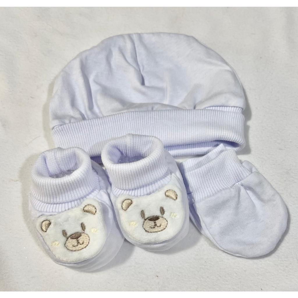 Kit Malha Bebê RN - Touca, Luvas e Sapatinho » Leve, Macio, Enxoval, Saída Maternidade em Oferta na Shopee