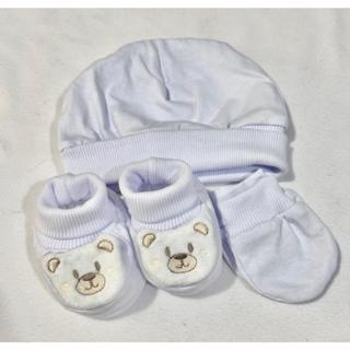 Kit Malha Bebê RN - Touca, Luvas e Sapatinho » Leve, Macio, Enxoval, Saída Maternidade em Oferta na Shopee