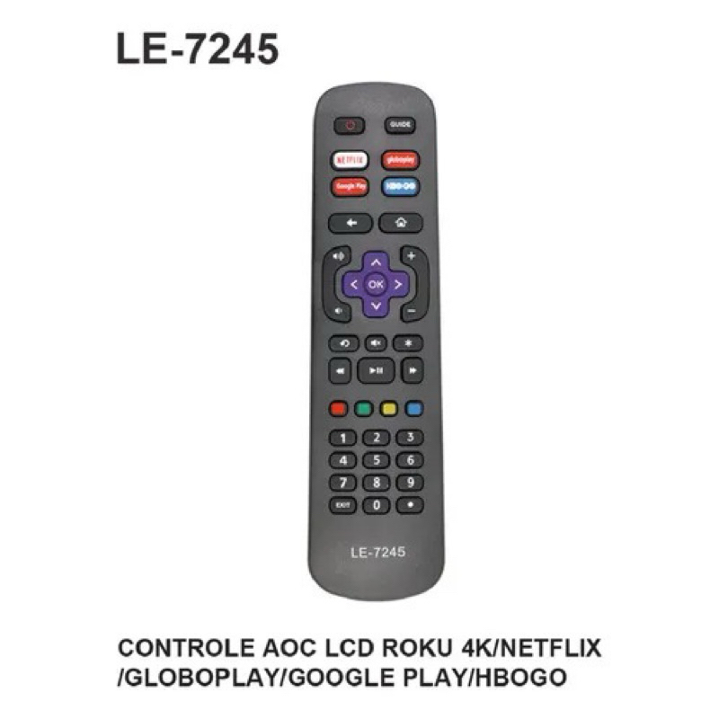 Controle Remoto Universal Compatível Tv Philco AOC Roku
