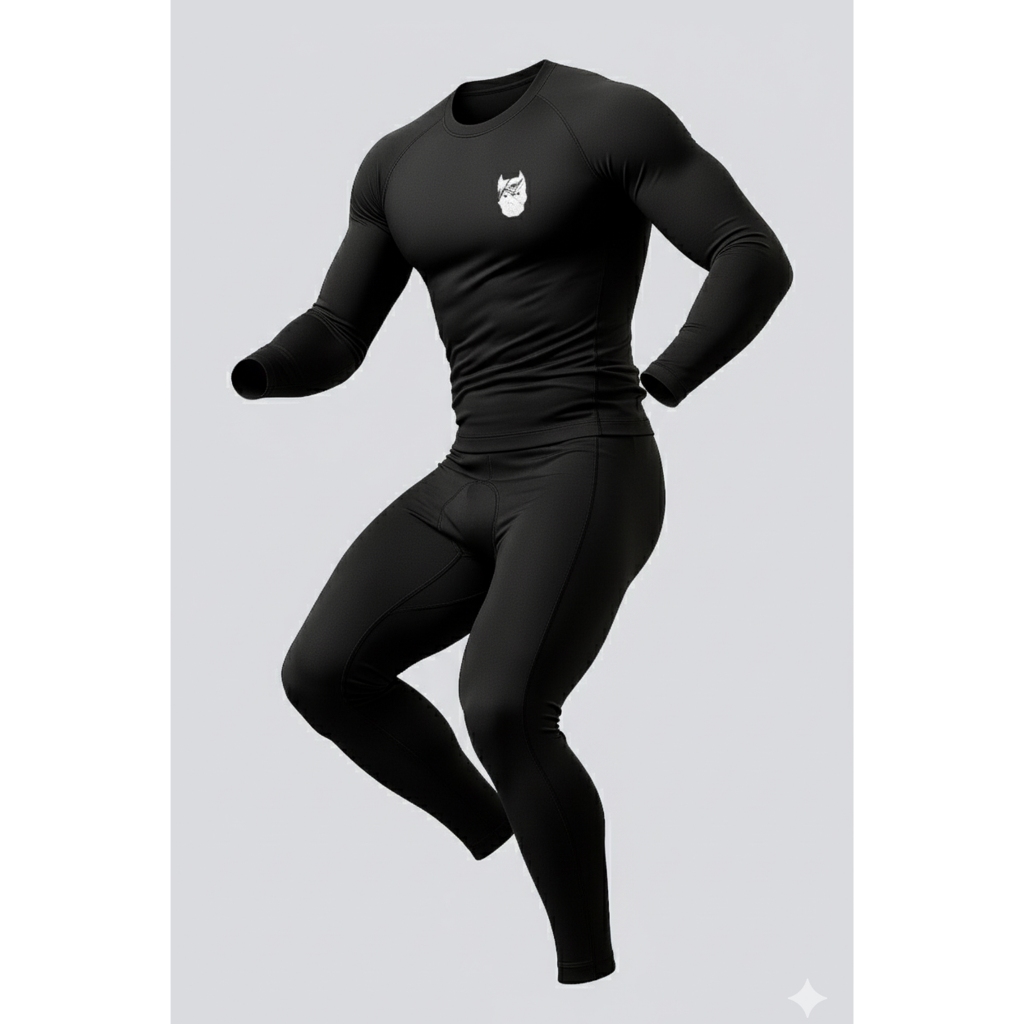 Kit 2 peças camiseta térmica de manga longa e calça respiráveis para treino de fitness na academia. Kit 2 peças camiseta térmica de manga longa e calça respiráveis para treino de fitness na academia.