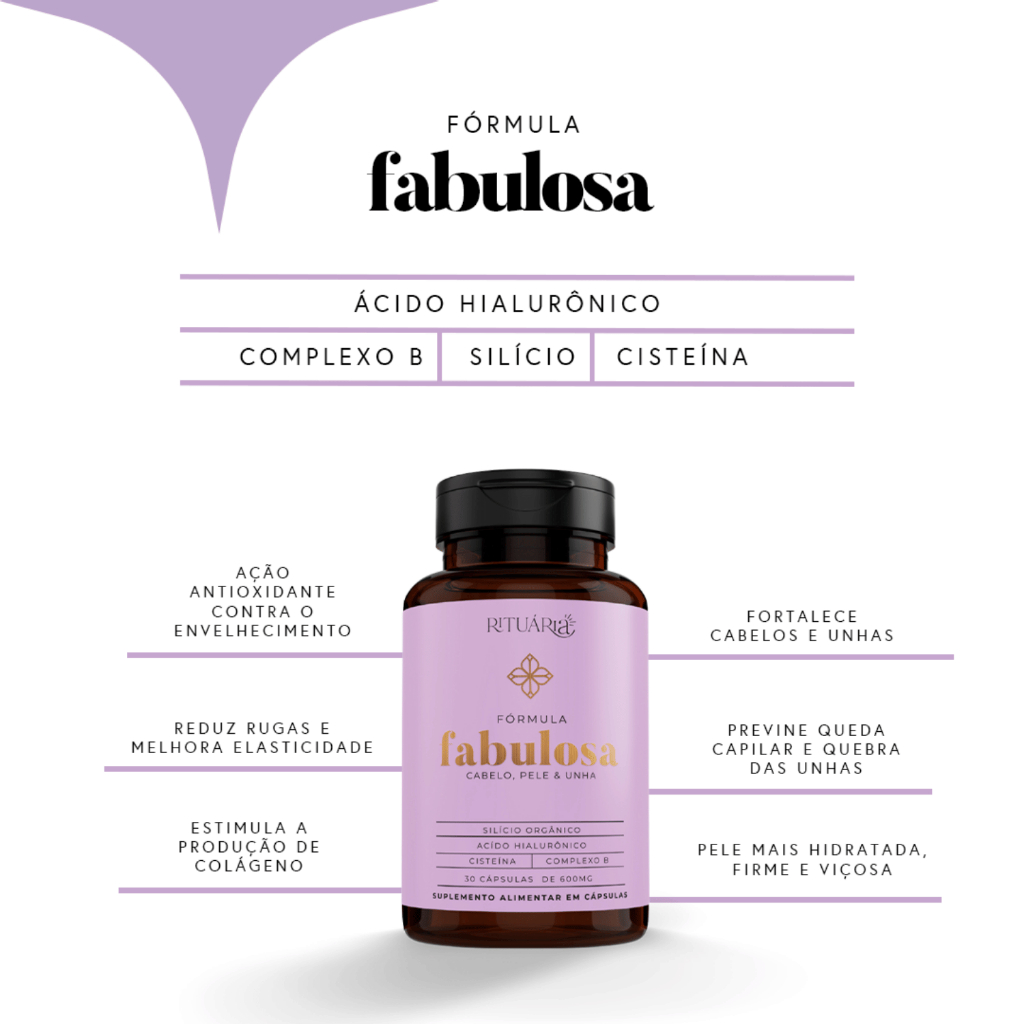 Kit 3x Fórmula Fabulosa Rituária 30 cápsulas Suplemento para Cabelo Pele Unha