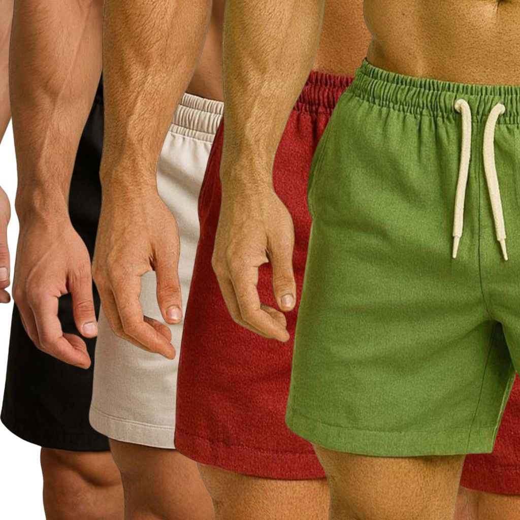 Kit 4 Bermuda Masculina Linho Alta Qualidade Sarja}Mauricinho Estilo Praia Verão Casual Short Calção