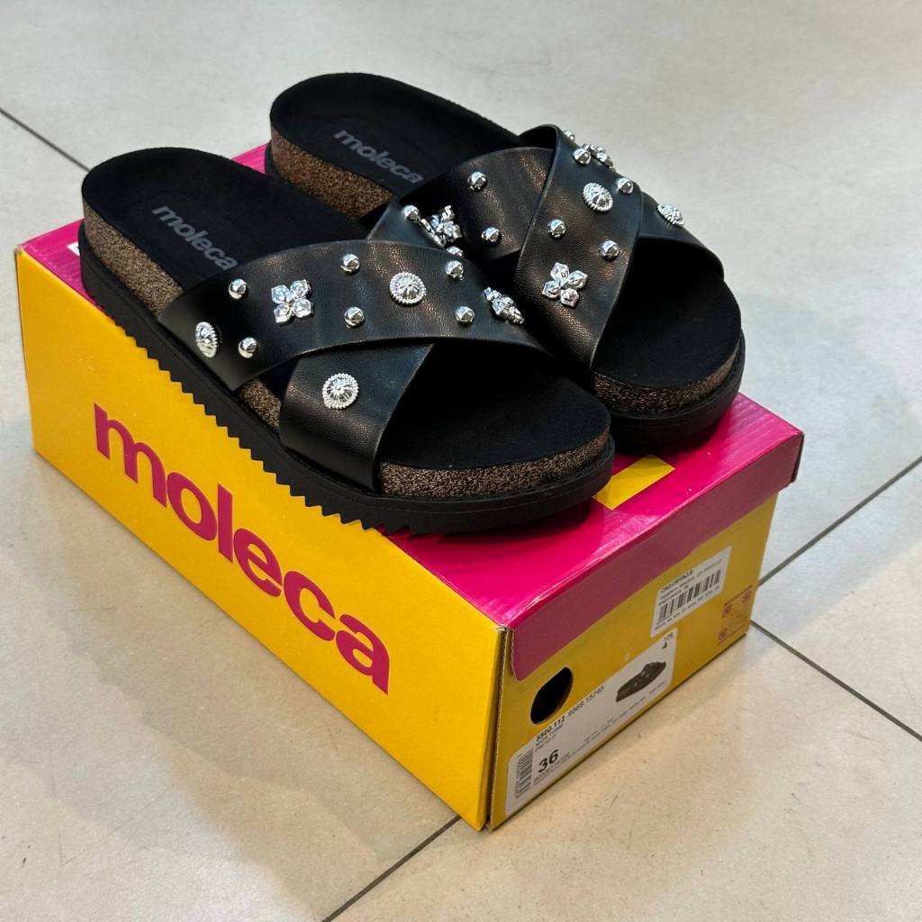 Tamanco Moleca Com Tachas Tira Cruzada Flatform Tratorada Dia a Dia Confortavél 5500112