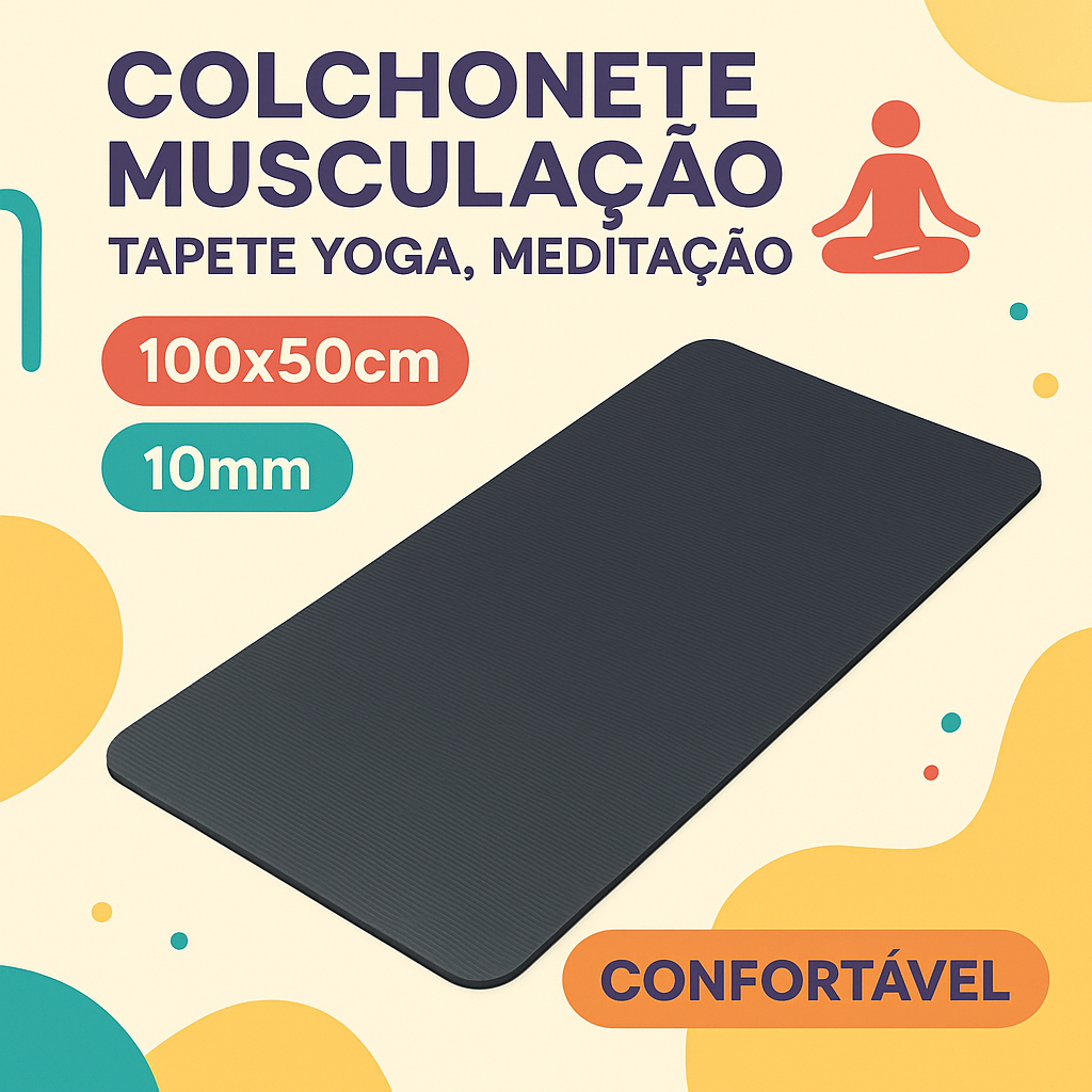 Imagem 🧘‍♀️ Colchonete Musculação IDEAL Tapete Yoga, Meditação 100x50cm 10mm – Conforto e Praticidade! 🧘‍♂️