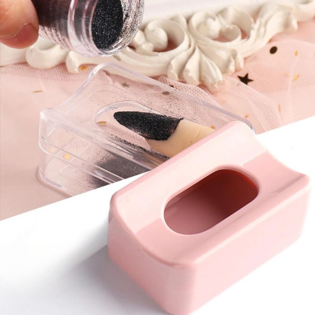 Dispenser Coletor Rosa para Glitter – Poupa, Armazena e Facilita Aplicação de Pedrarias na Decoração de Unhas e Manicure