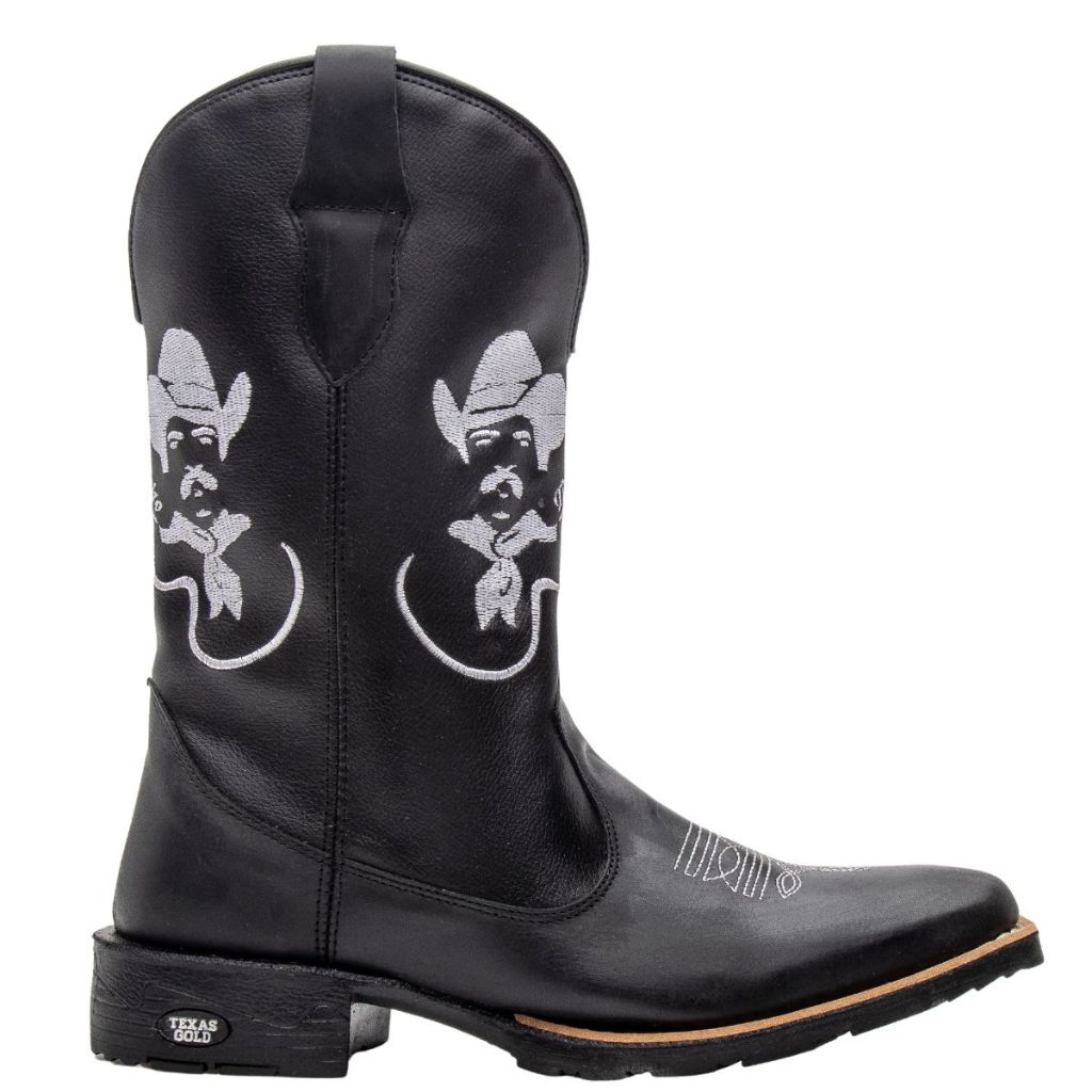 Bota Texana Country Masculino Couro Confortavel Tiao Carreiro