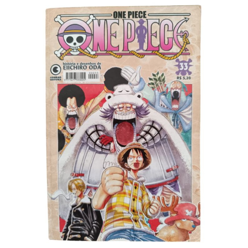 Mangá One Piece n°33 Edição meio-Tanko papel jornal de 2002 Editora Conrad