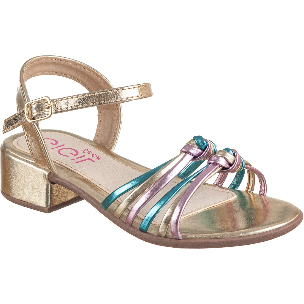 Sandalia Infantil Menina Salto Grosso Baixo Conforto Festa Confortável Moda Blogueira Atual Colorida Tiras Nó em Oferta na Shopee