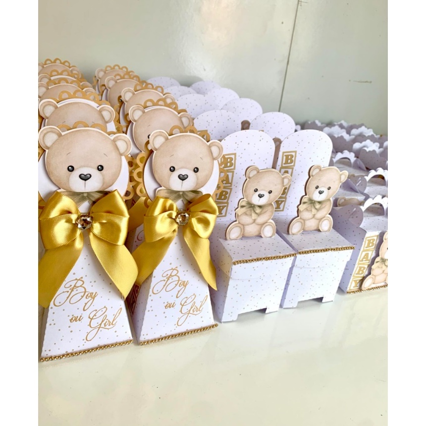 Kit Personalizados Ursinho Baby Chá Revelação -  Lembrancinhas prontas para Festas e Aniversários
