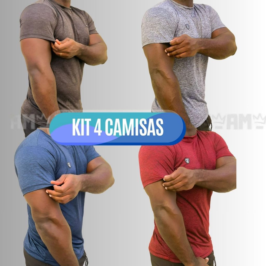 Kit 4 e 3 Camisas Masculinas Camiseta Dry Fit Camisa Masculino Academia Treino Blusa Manga Curta