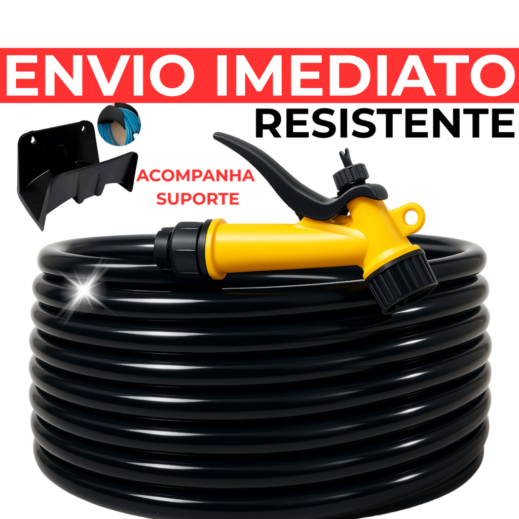 Mangueira Jardim 30,20,15,10 Metros Resistente Flexivel 7/16 Esguicho Suporte de Parede Enrolador em Oferta na Shopee