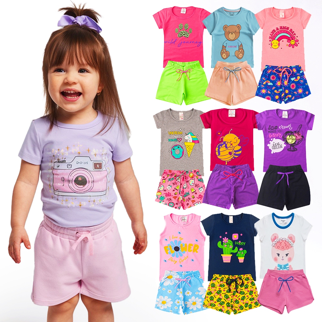 Kit 6, 10 ou 20 Peças Roupa Infantil Menina Verão Conjunto Criança Feminino Tamanho 1 ao 14