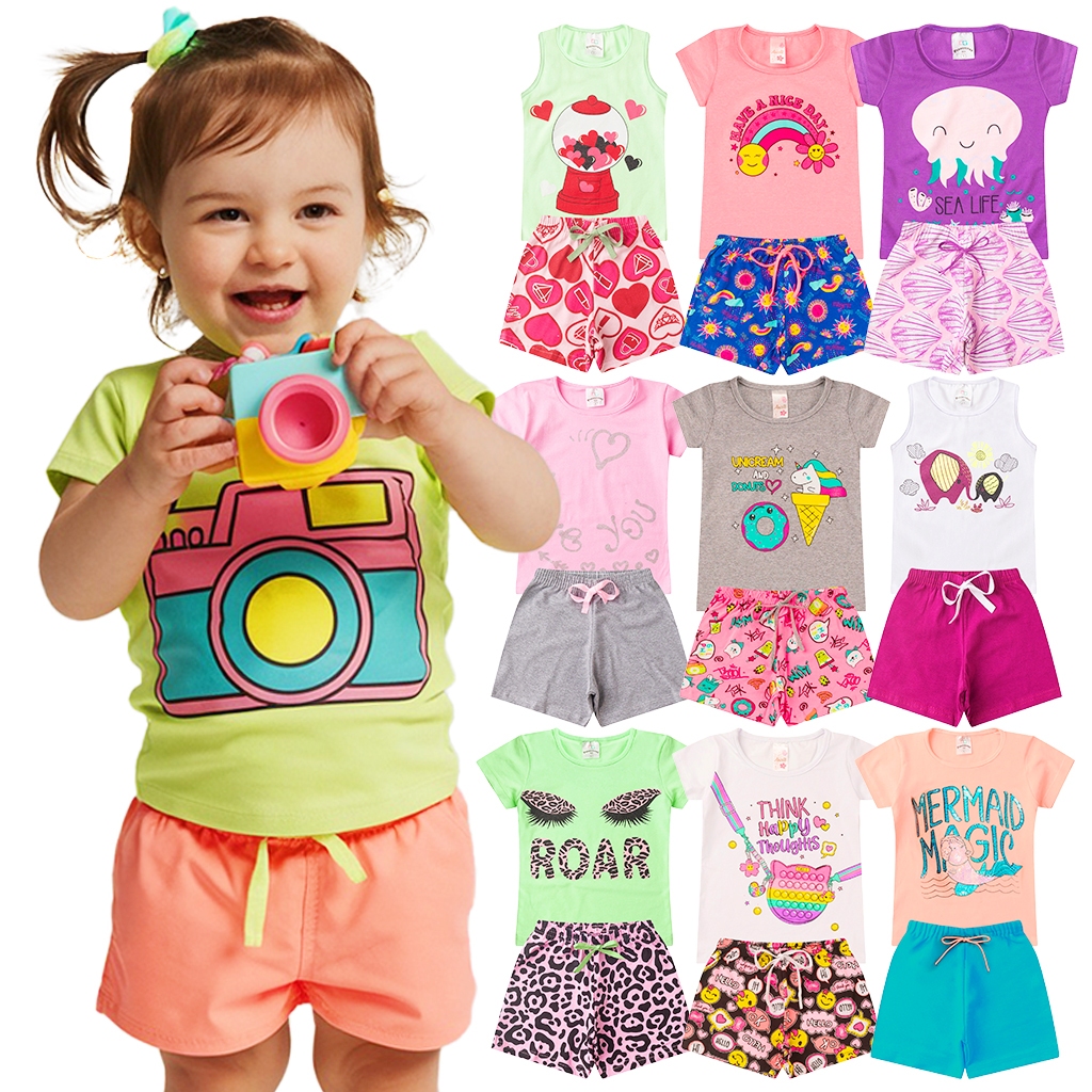 Kit 20 Peças Roupas Infantil Menina Premium 1 ao 14 Conjunto Criança Feminino Verão