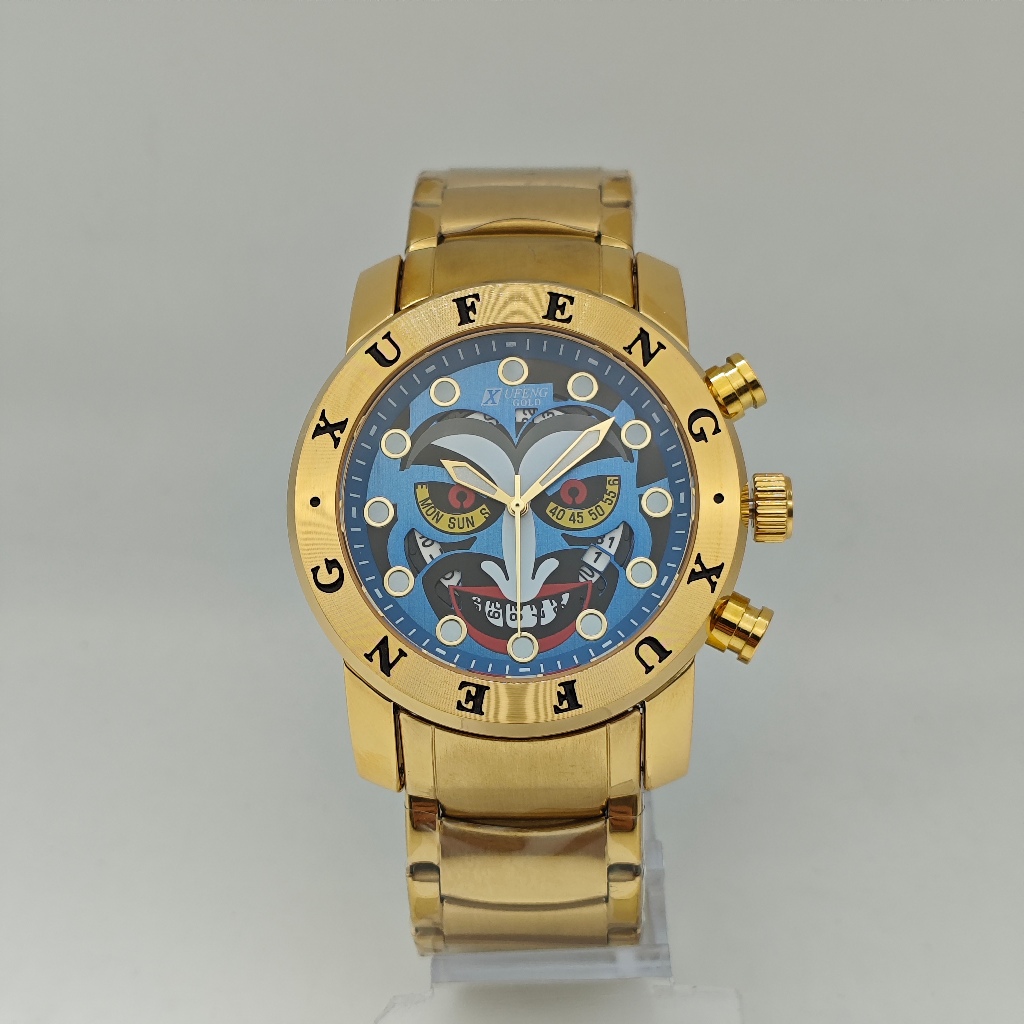 Relógio Coringa Joker original masculino Xufeng linha Ouro à prova d'agua luxo caixa brinde TG1008