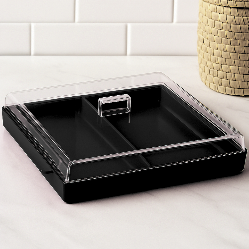Porta Frios Presunto Muçarela Duplo Organizador De Geladeira Com Tampa Transparente Resistente