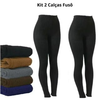 Kit Calças Fusô tricô lã meia calça segunda pele em Oferta na Shopee