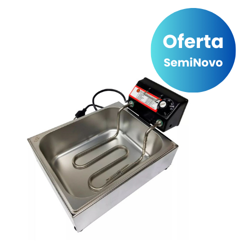 Fritadeira Elétrica Seminovo 5L Industrial Aço Inox Profissional com Termostato para Pastel e Batata