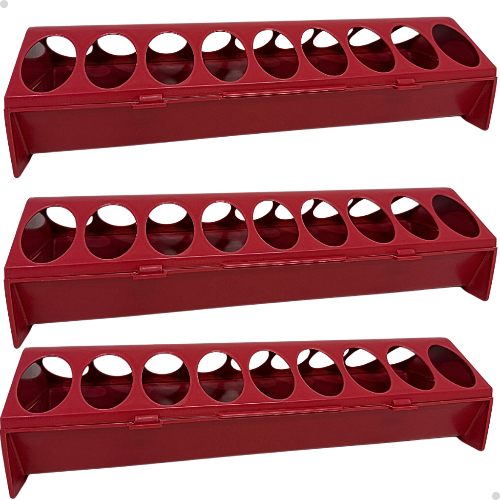 Kit 3 Comedouro Calha 30Cm 18 Furos Para Codornas Pássaros Pintinhos em Oferta na Shopee