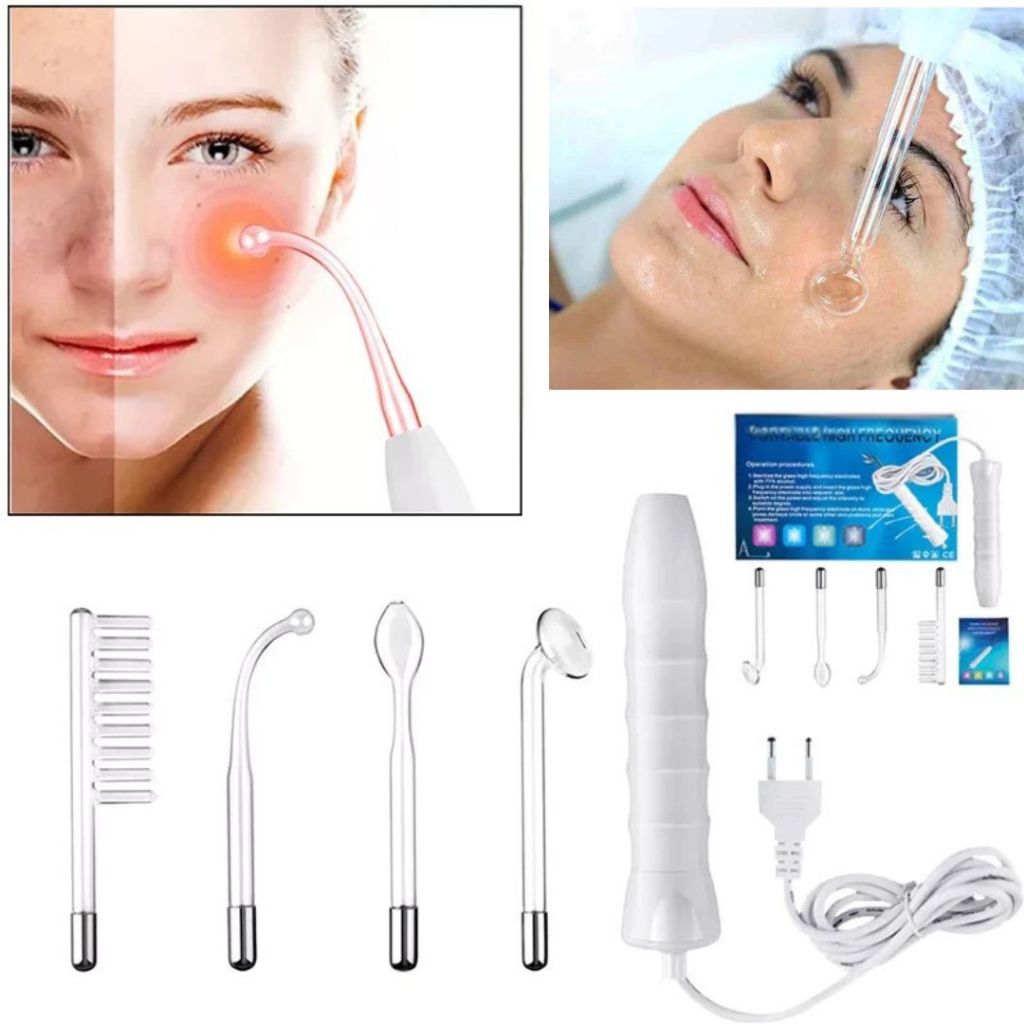 Aparelho de Alta Frequência Portátil Bivolt – Limpeza de Pele, Tratamento Facial e Capilar com 4 Eletrodos de Eletrotera