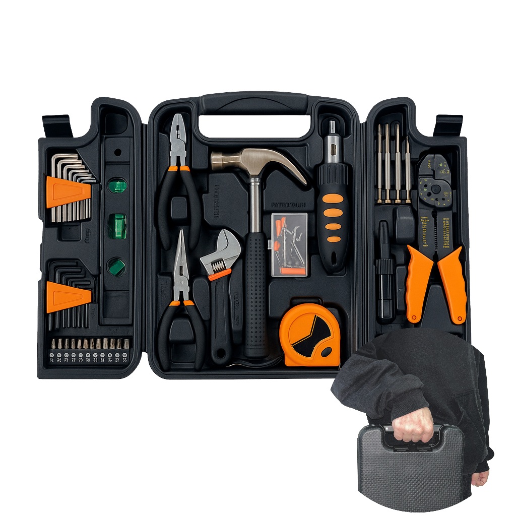 Kit De Ferramentas Com 129 Peças Completo Chrome Vanadium Martelo / Alicates / Trena e Muito Mais