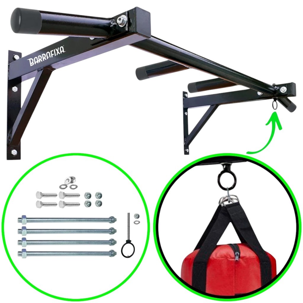 Barra Fixa Parede Musculação Pull-up Pegada Neutra E Aberta Fixação Reforçada