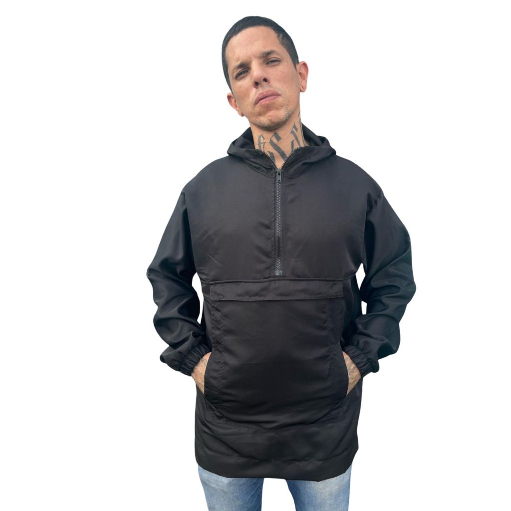 CORTA VENTO ANORAK PRETO TACTEL 4 CABOS