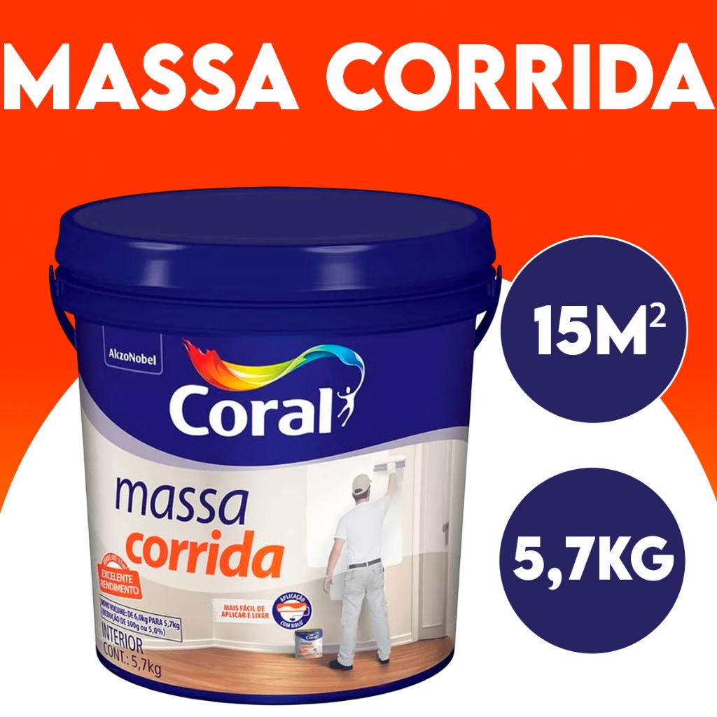 Massa Corrida Pva Uso Interior 5,7kg Coral