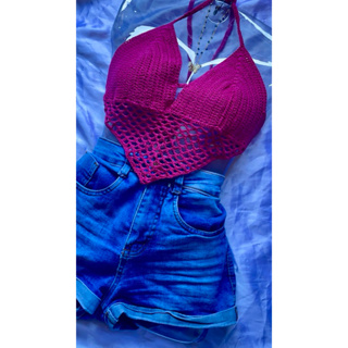 Cropped de crochê em Oferta na Shopee