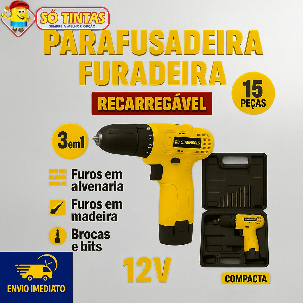 Parafusadeira e Furadeira Bivolt Startools 16V + 3,6V  Kit Completo Bateria Recarregável Potente em Oferta na Shopee