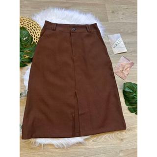 Saia Feminina Midi Veridiana em marrante com Fenda Frontal Em 1 Botao SP031 em Oferta na Shopee