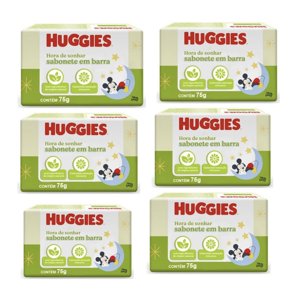 6 Sabonete Huggies Infantil Hora de Sonhar Camomila 75g  em barra ENVIO IMEDIATO