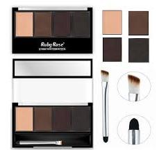Paleta Quarteto Para Sobrancelhas com Pincel Aplicador RUBY ROSE
