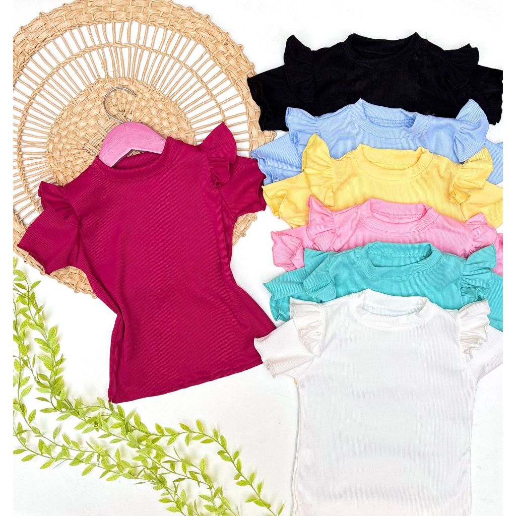 blusa infantil menina manga babado com babado no ombro moda bloguerinha mini diva em Oferta na Shopee