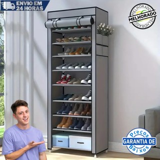 Sapateira Organizadora 24 Pares 9 Níveis Armário Ajustável Para Sapatos, Chinelos, Bolsas…
