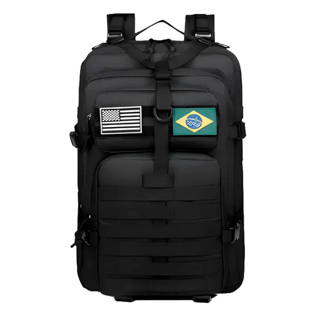 Mochila Militar Impermeável Tática [Preto]Mochila Tática Militar Impermeável 50L com MOLLE Mochila Militar 50L com Patch