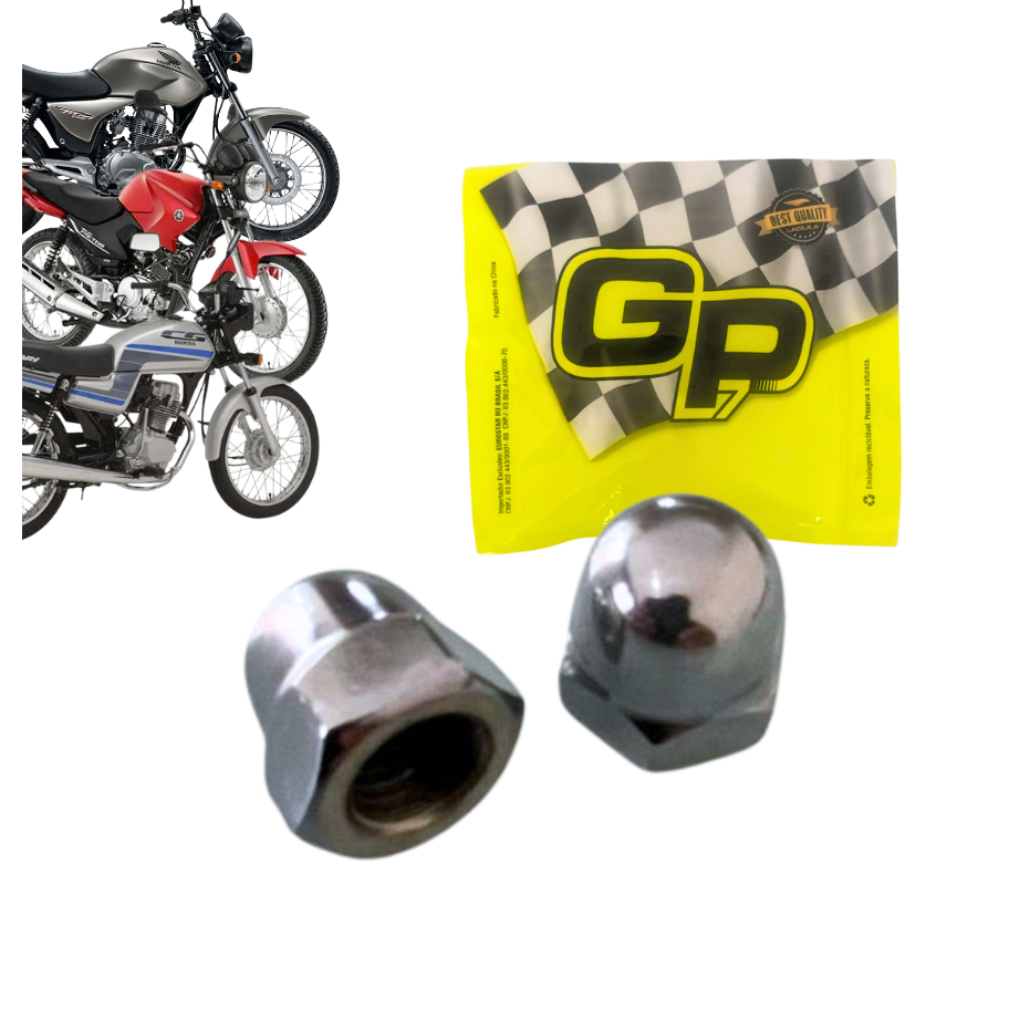 Kit 2 Porcas Cegas M10 Cromadas Amortecedor Traseiro Honda CG ML Today Titan Fan Start 125 150 em Oferta na Shopee