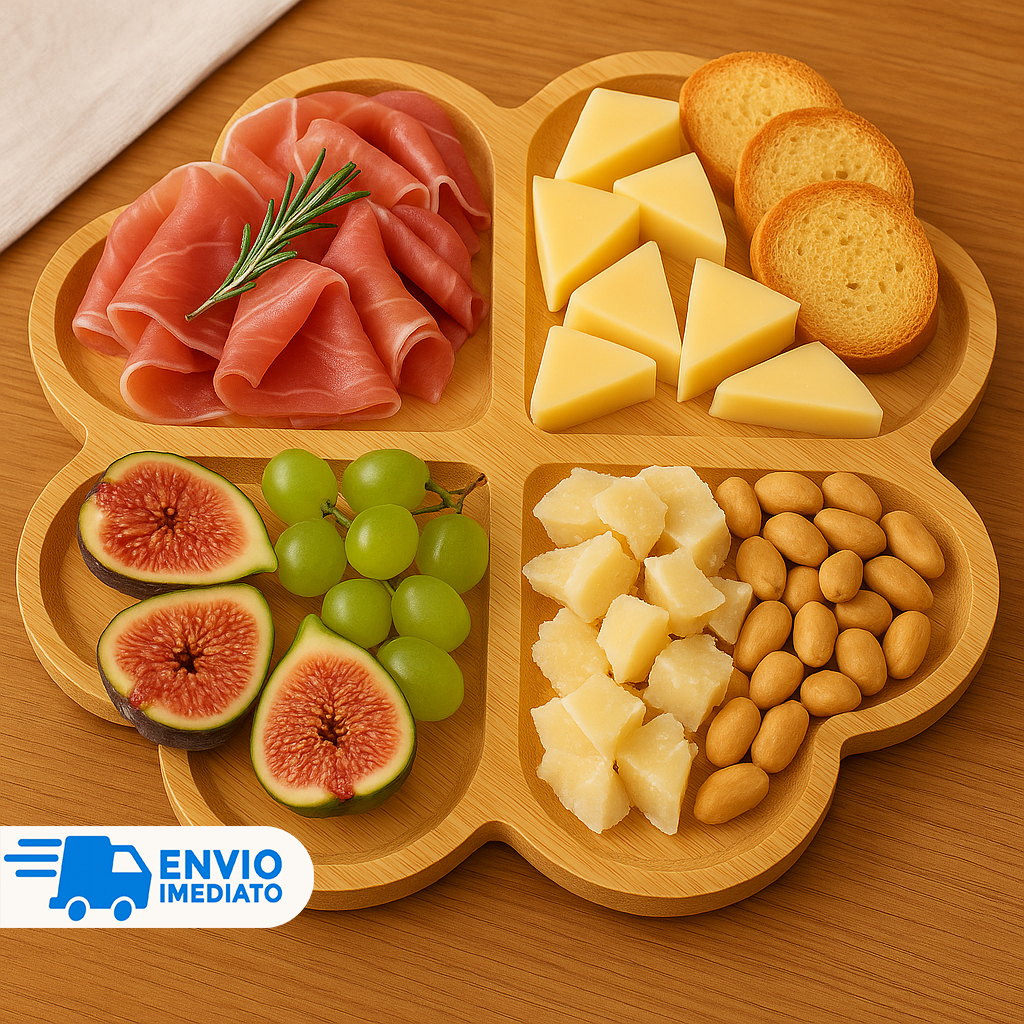 Petisqueira Tábua de Bambu p/ Frios e Queijo de Flor Coração - Gamela Redonda de Bambu para Petisco e Churrasco