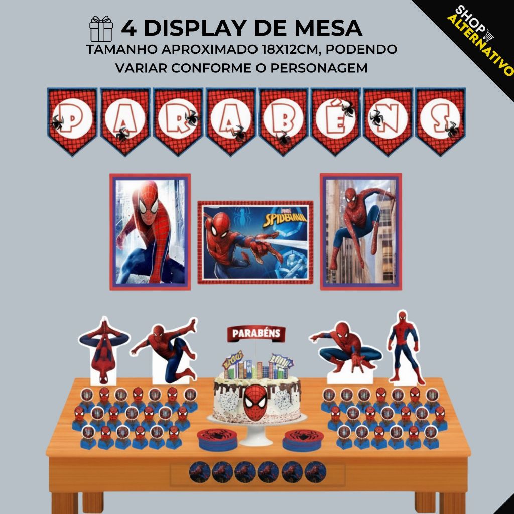 Kit Festa Homem Aranha Spider-Man Decoração rápida e prática Um Bolinho Aniversário Casa