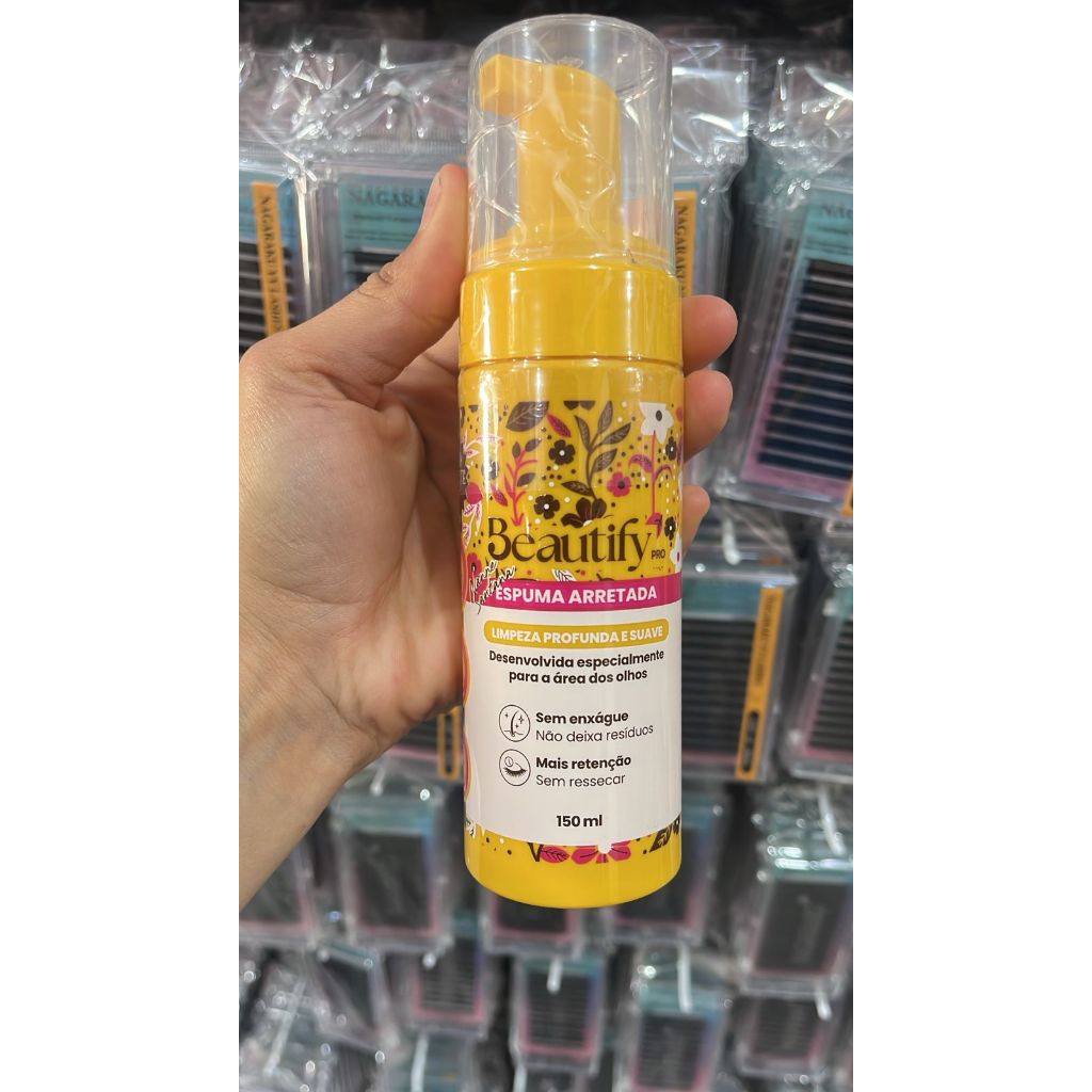 Lançamento Espuma Mousse Shampoo De Limpeza Facial Cílios Beautify 150ml em Oferta na Shopee