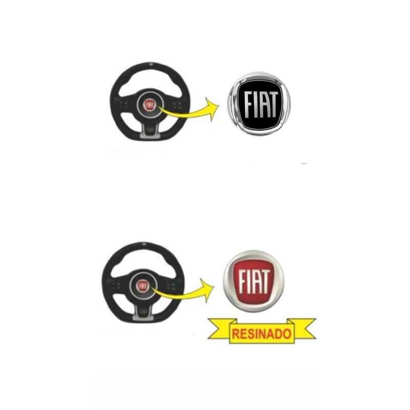 Emblema Volante Fiat Resinado Vermelho e Preto 36mm AutoColante